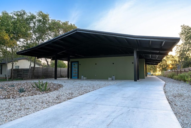 view of car parking featuring a carport