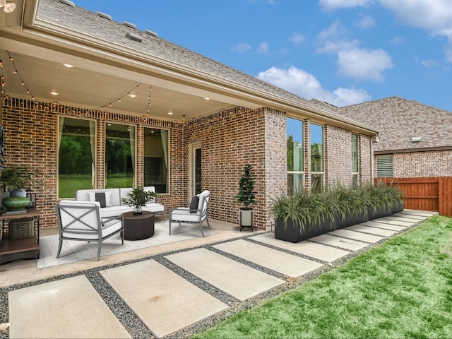 view of patio featuring an outdoor hangout area