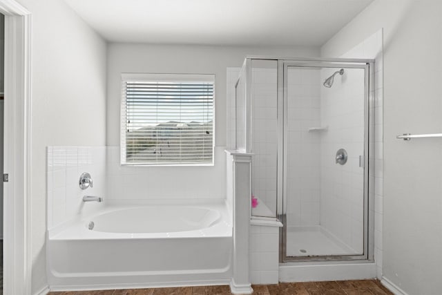 bathroom with plus walk in shower