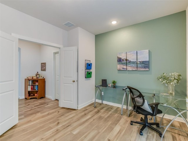 office featuring light hardwood / wood-style flooring