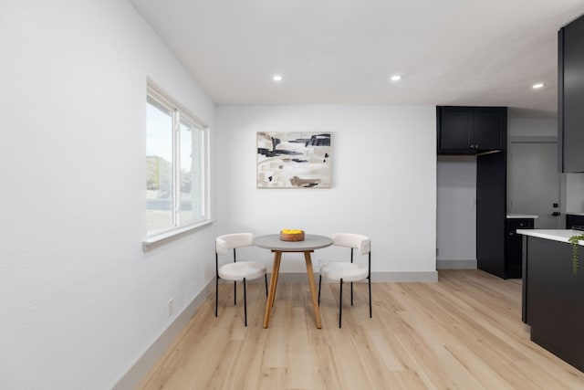 living area with light wood-type flooring