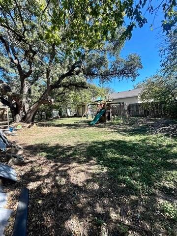 view of yard featuring a playground