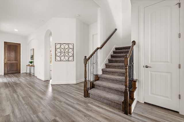 entrance foyer featuring light hardwood / wood-style floors