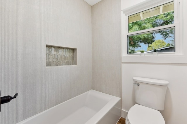 bathroom with toilet and a bathing tub