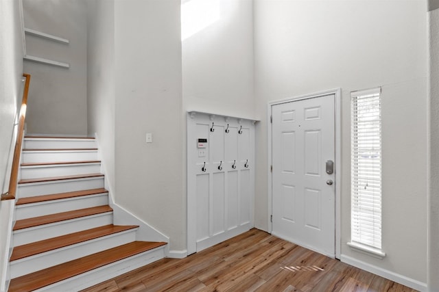 foyer with light wood-type flooring