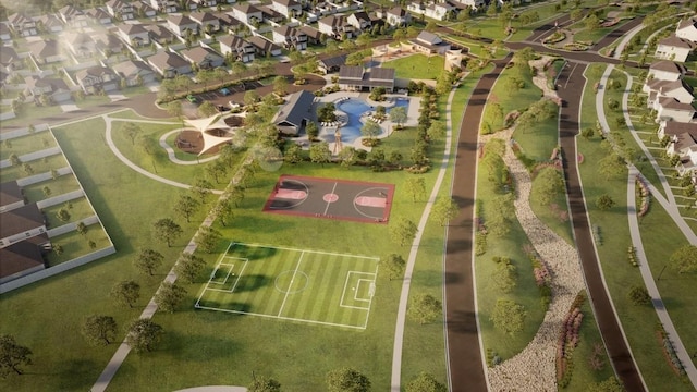 160 Lavender Ln, Elgin, TX 78621 - aerial perspective of suburban area featuring a pool area
