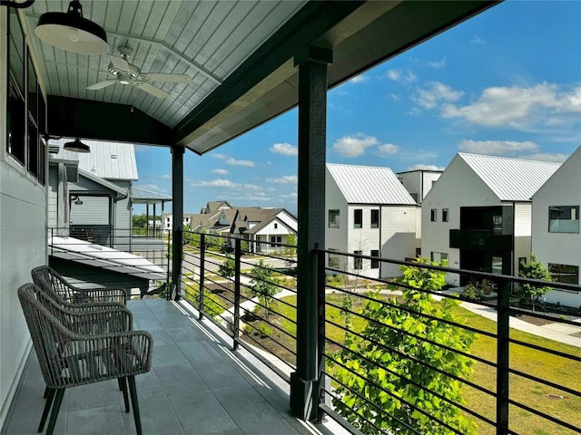 balcony with ceiling fan