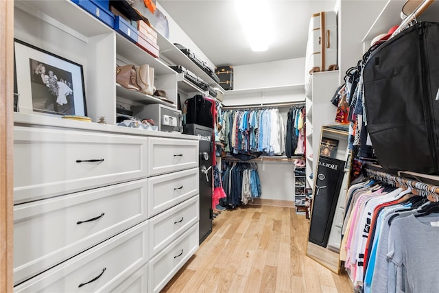 walk in closet featuring light hardwood / wood-style floors