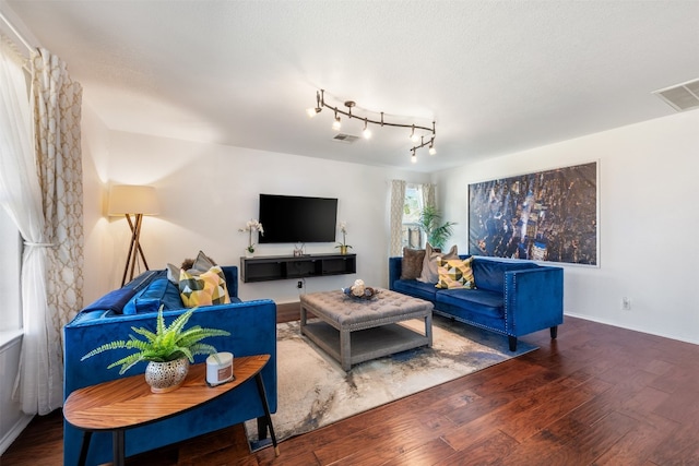 living room with hardwood / wood-style floors