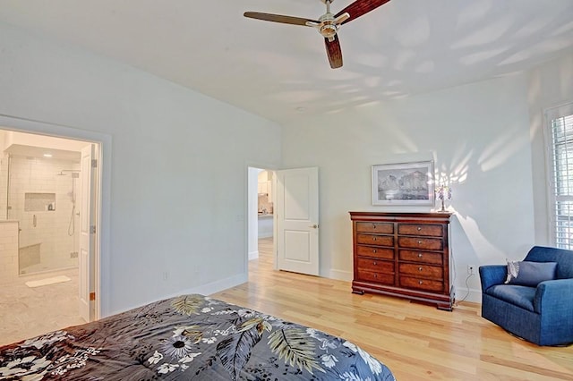 7800 SW Pkwy Unit 510, Austin, TX 78735 - bedroom with wood finished floors, ensuite bathroom, and ceiling fan