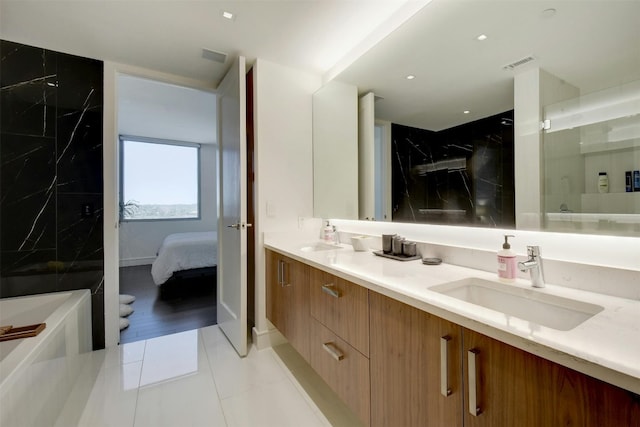 bathroom featuring vanity and tile patterned floors