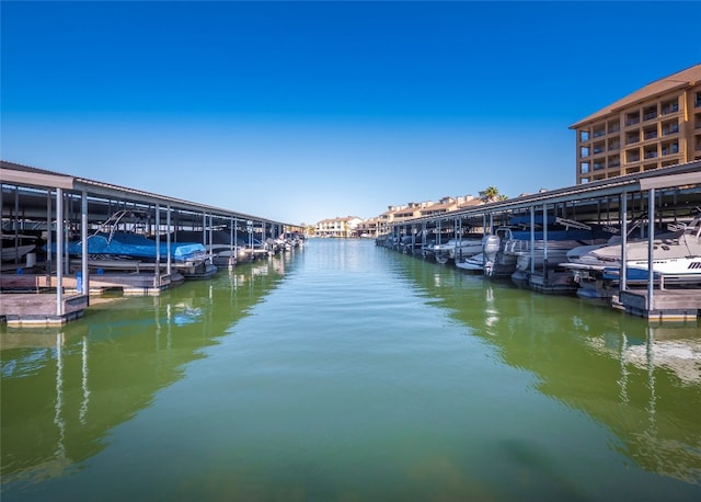 view of dock featuring a water view