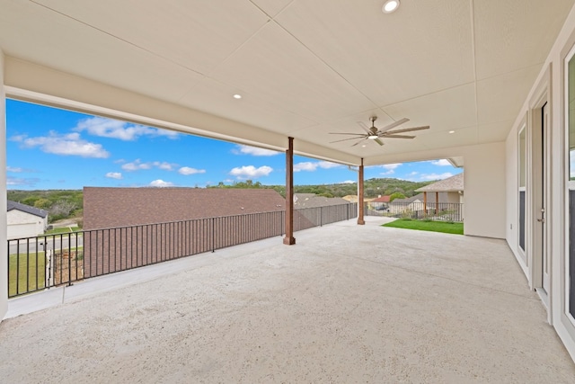 view of patio / terrace featuring ceiling fan