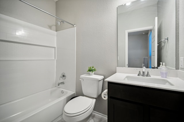 full bathroom featuring vanity, toilet, and shower / washtub combination