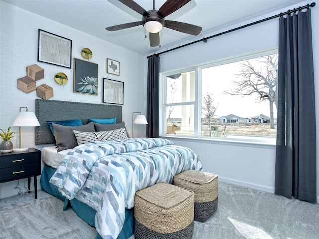 bedroom with carpet flooring and ceiling fan