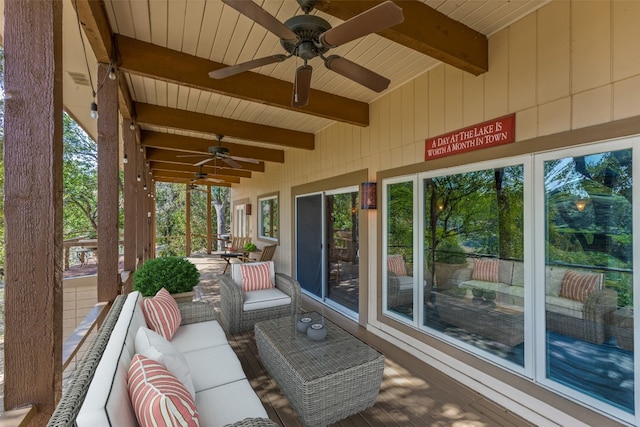 view of patio / terrace with an outdoor hangout area and ceiling fan