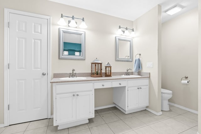 bathroom featuring toilet, vanity, and tile patterned floors