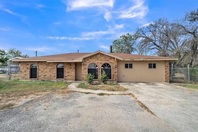 view of single story home