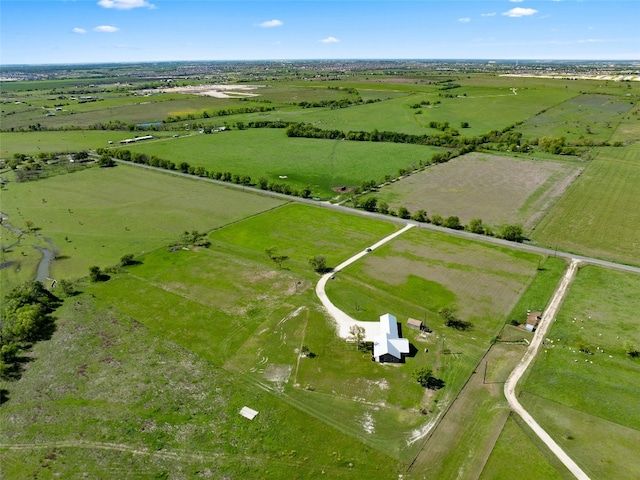 birds eye view of property with a rural view