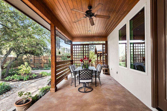 view of patio / terrace featuring ceiling fan