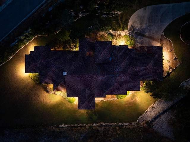 view of aerial view at night