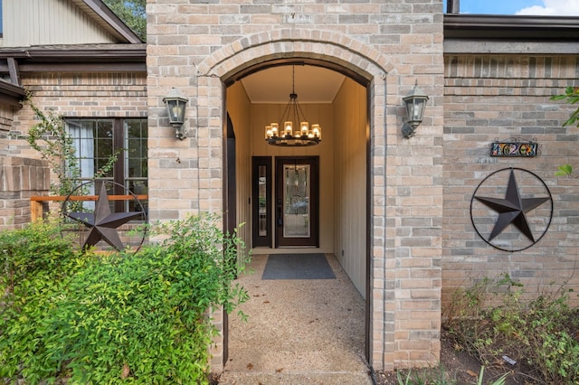 view of exterior entry featuring french doors