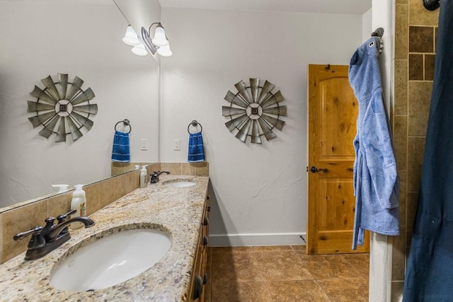 bathroom featuring vanity and tile patterned flooring