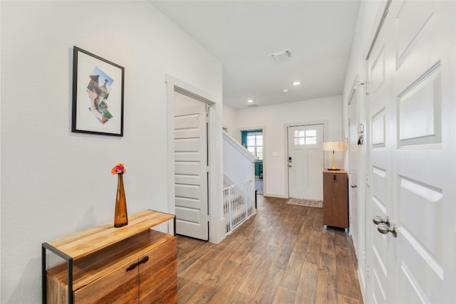 foyer featuring hardwood / wood-style floors