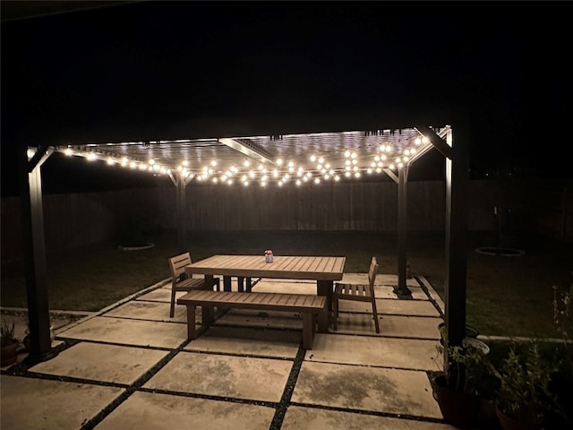 view of patio at twilight