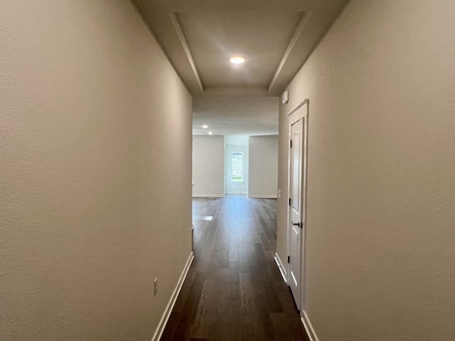 corridor featuring dark hardwood / wood-style floors