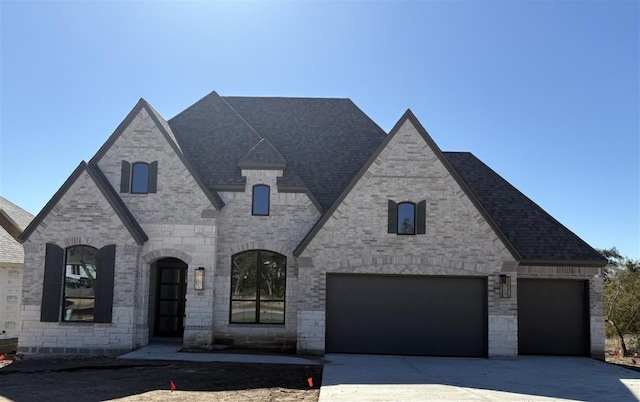 french provincial home with a garage