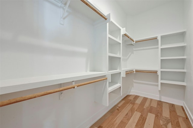 spacious closet with light hardwood / wood-style flooring