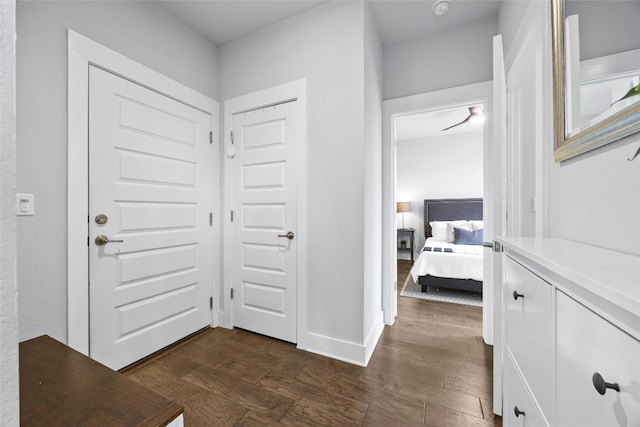 entryway featuring dark wood-type flooring