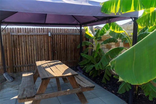 view of patio / terrace featuring a gazebo