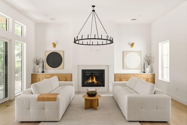 living area featuring light wood-type flooring