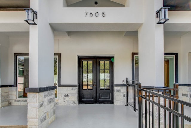 doorway to property with french doors