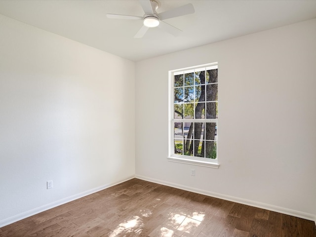 empty room featuring ceiling fan and wood-type flooring