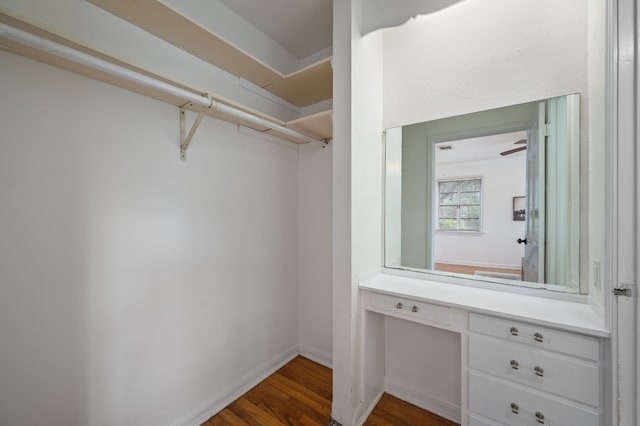 walk in closet featuring dark hardwood / wood-style floors