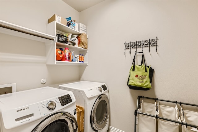 laundry area featuring washer and dryer