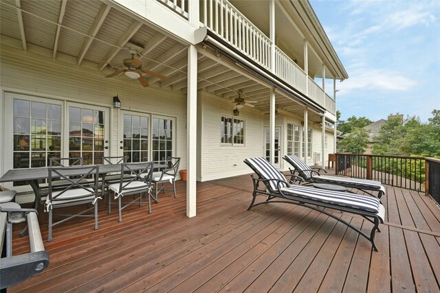 wooden terrace with ceiling fan