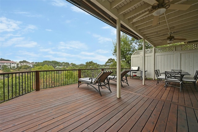 deck featuring ceiling fan