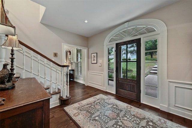 foyer featuring dark hardwood / wood-style floors