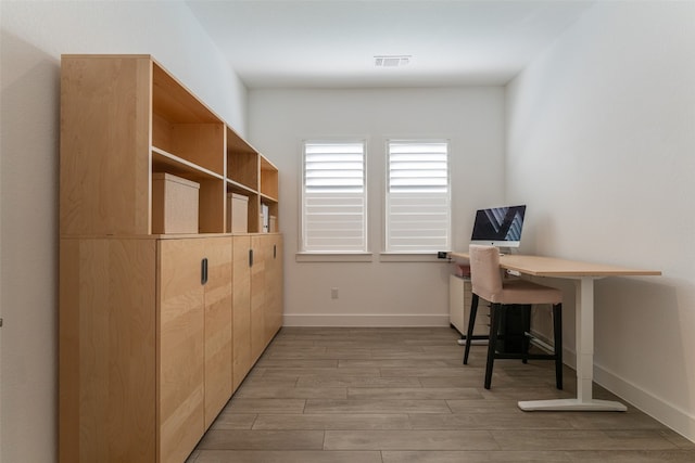 office featuring light wood-type flooring