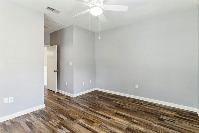 1201 Grove Blvd Unit 1501, Austin, TX 78741 - spare room with attic access, ceiling fan, and dark wood-type flooring