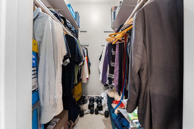 spacious closet with carpet flooring