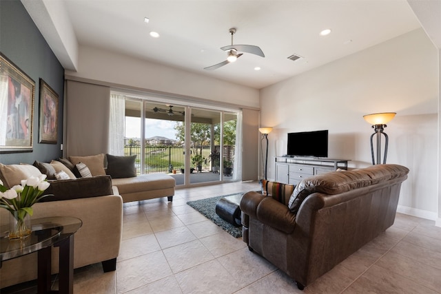 view of tiled living room