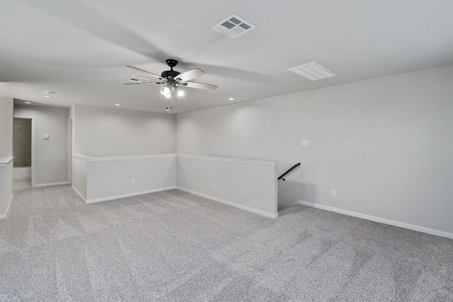 132 Scenic Hills Cir, Georgetown, TX 78628 - spare room featuring ceiling fan, light colored carpet, baseboards, and recessed lighting