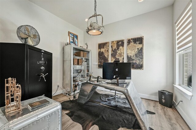 home office featuring light wood-type flooring