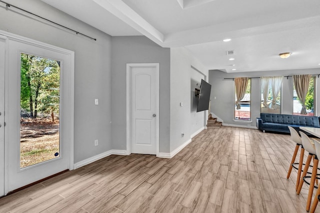 interior space with light hardwood / wood-style flooring