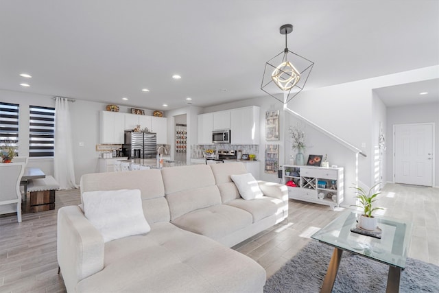 living room featuring light hardwood / wood-style flooring